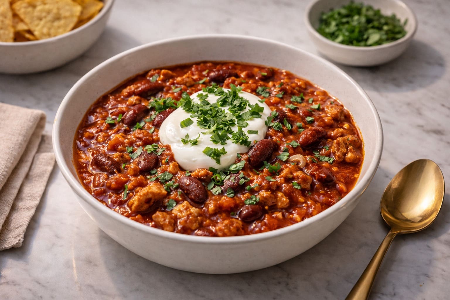 Chili sanft von frijoles und pavo, abendessen gesund von Mahlzeiten Healthy