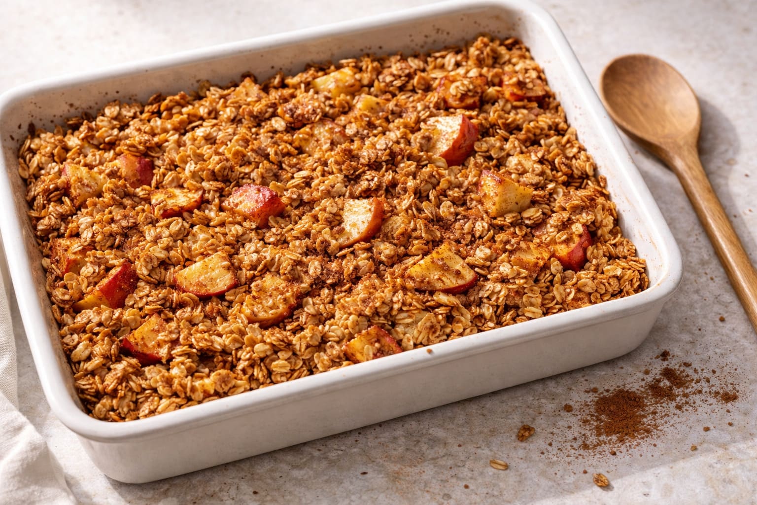 Muesli horneado di manzana e canela, colazione salutare di Pasti Healthy