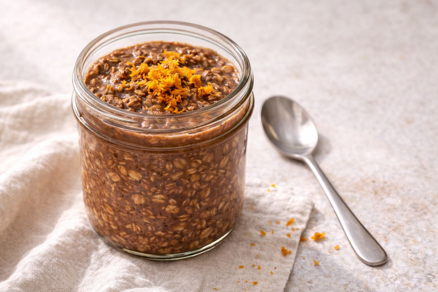 Overnight oats di cacao e naranja, colazione salutare di Pasti Healthy