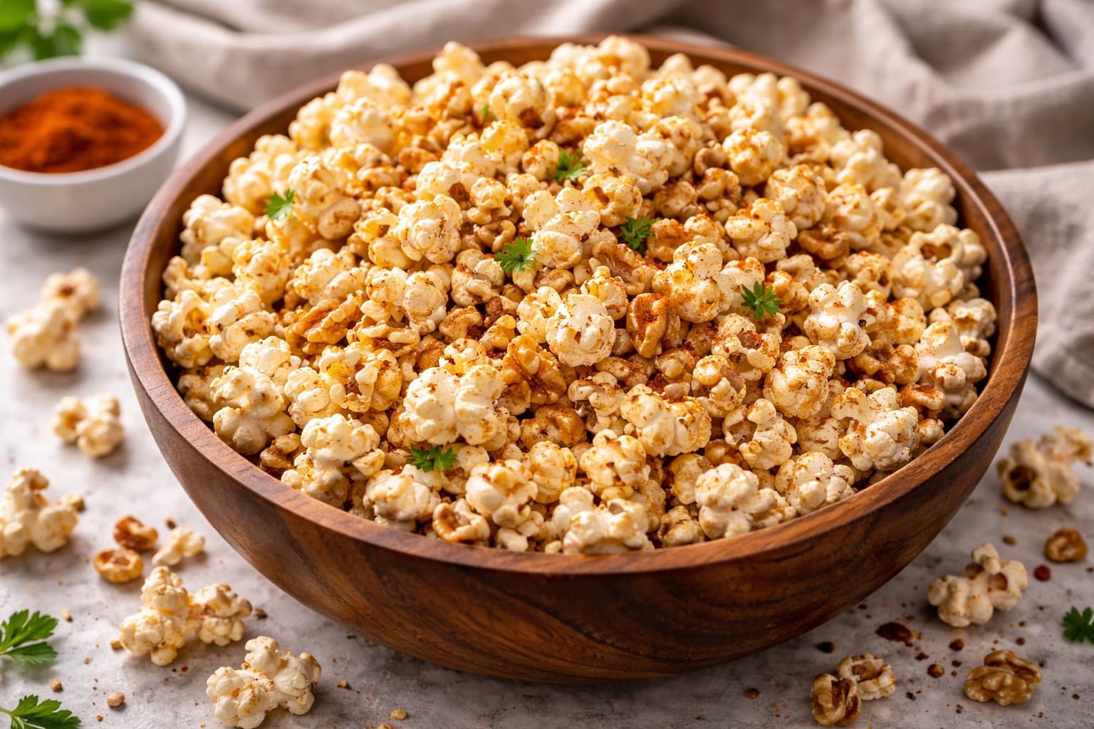 Palomitas caseras con pimentón y nuez, merienda saludable de Comidas Healthy