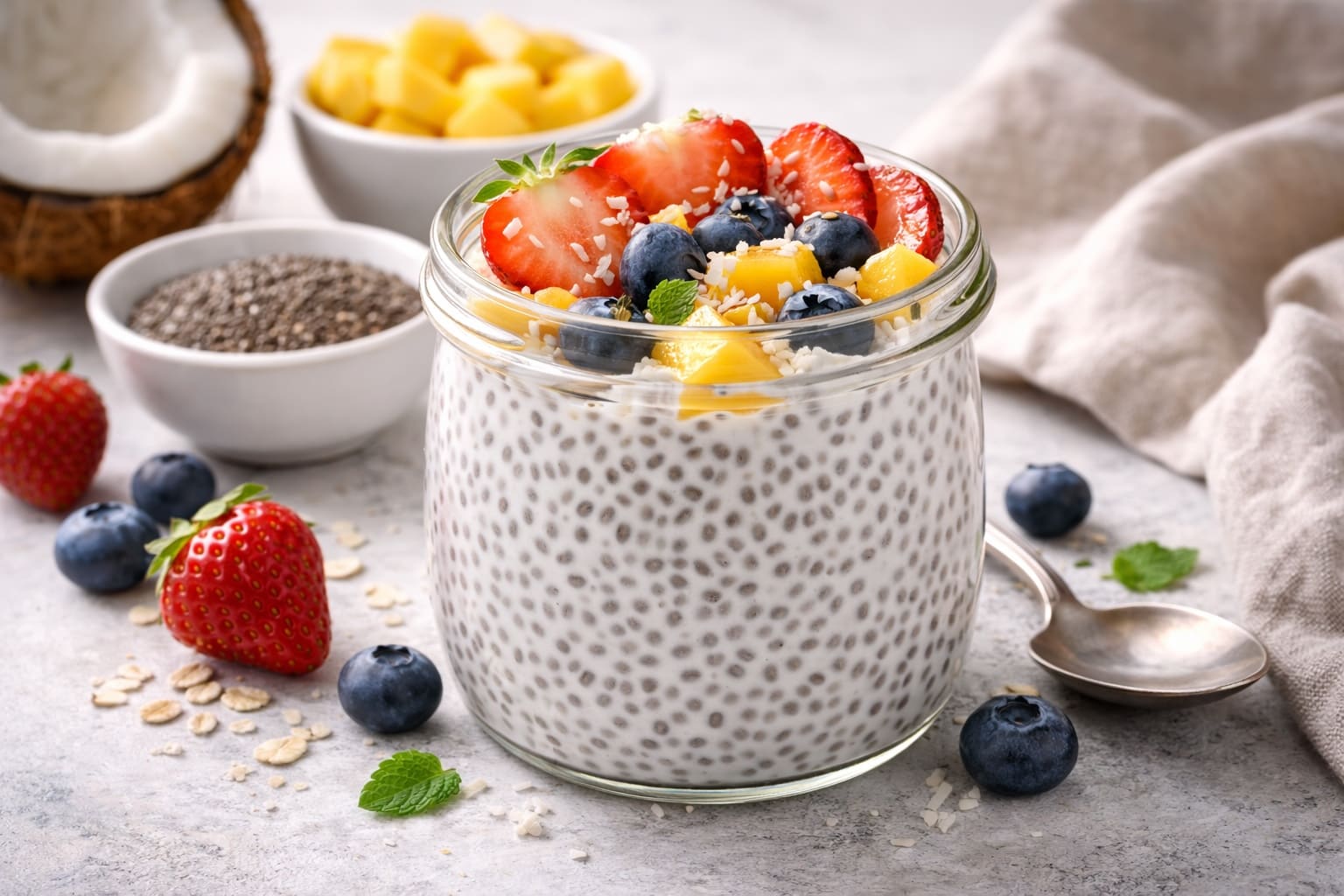 Pudín di chía e coco, colazione salutare di Pasti Healthy