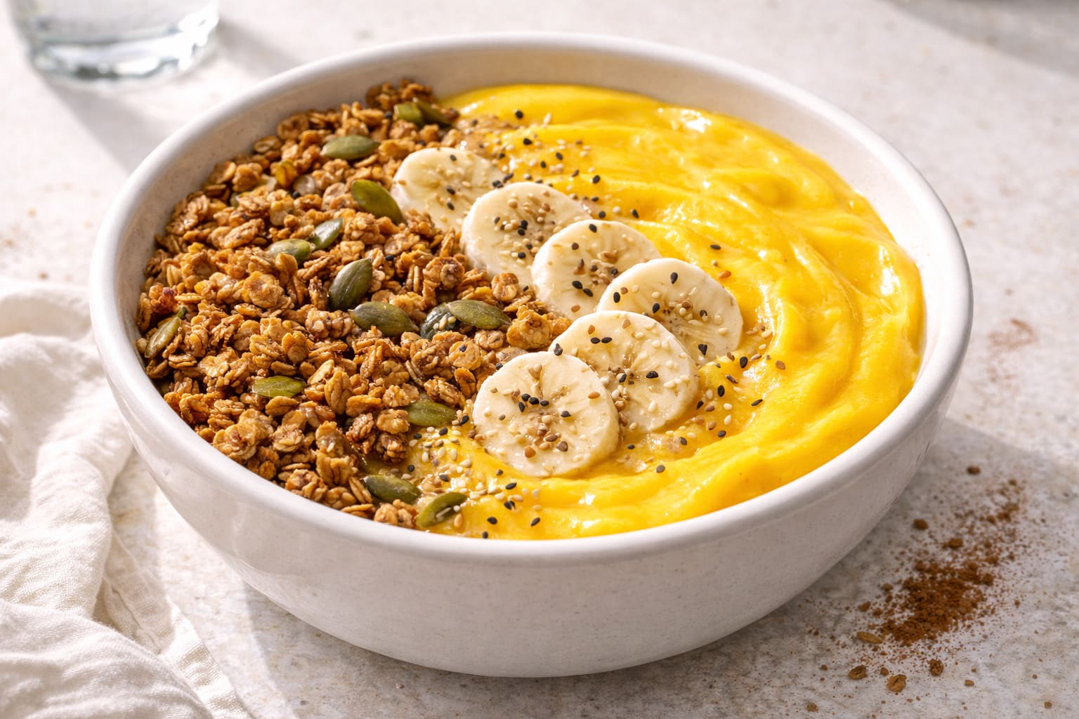 Smoothie bowl di mango e avena, colazione salutare di Pasti Healthy
