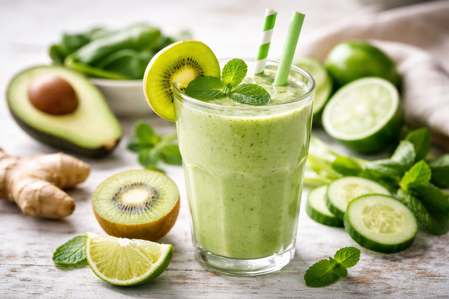 Smoothie verde calmante, snack gesund von Mahlzeiten Healthy