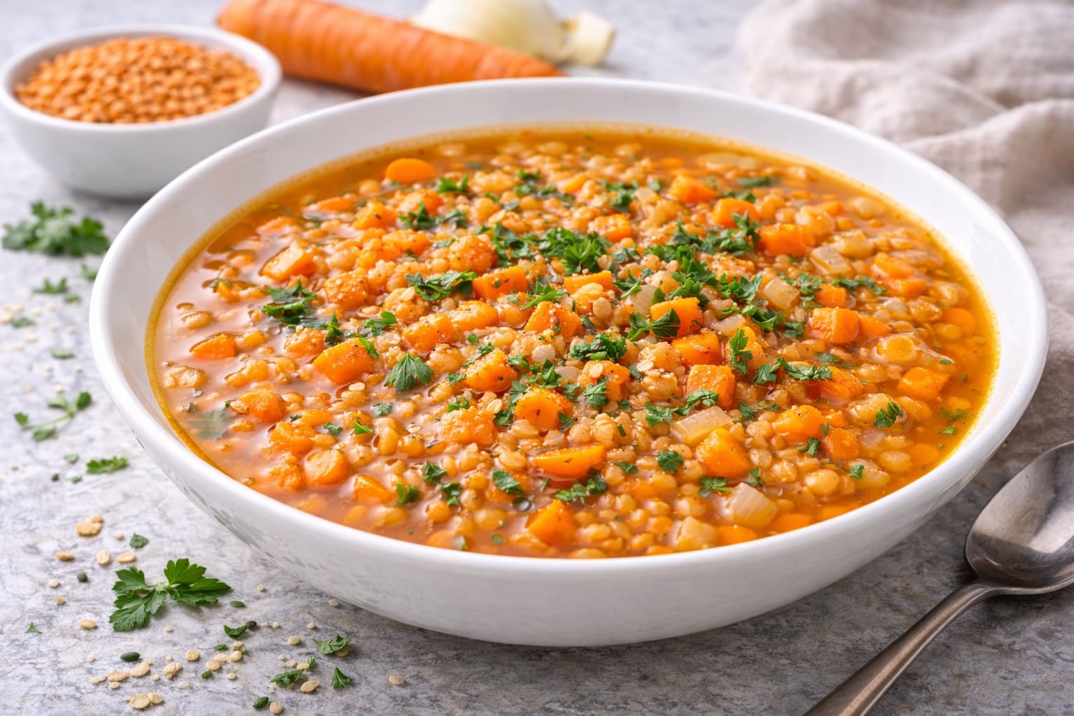 Sopa leve de lentejas rojas, jantar saudavel de Refeicoes Healthy